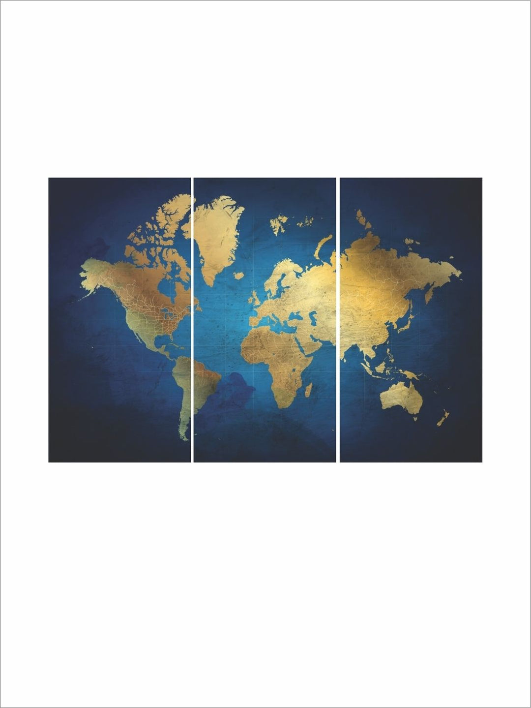 Earth?s Elegant Golden Silhouette - Blue and Gold Canvas Wall Art