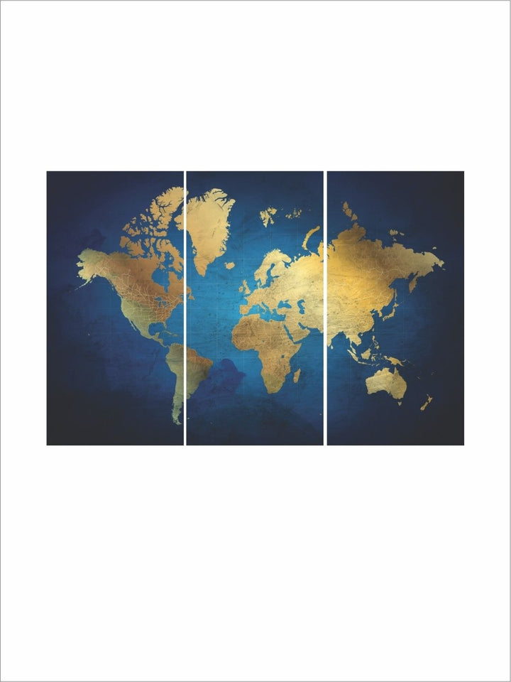 Earth?s Elegant Golden Silhouette - Blue and Gold Canvas Wall Art