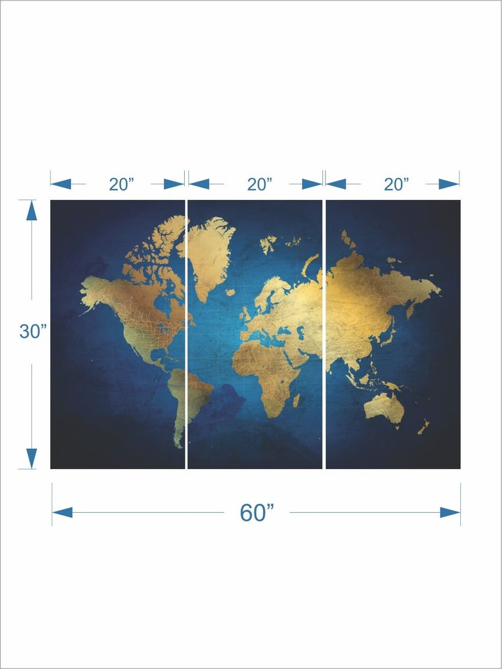 Earth?s Elegant Golden Silhouette - Blue and Gold Canvas Wall Art
