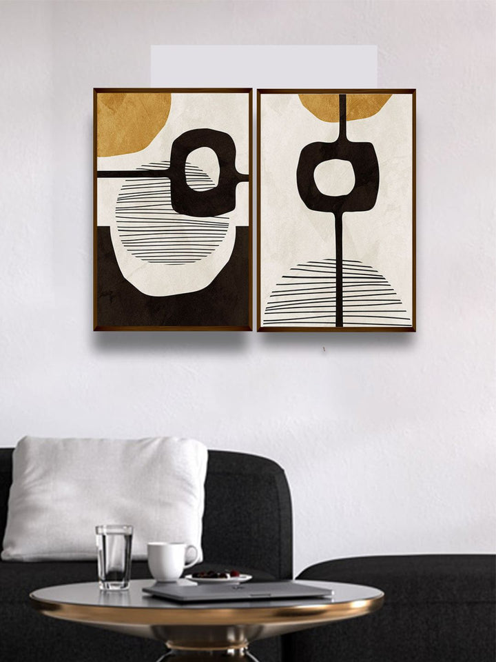 "  Set Of 2 Multi-Coloured Abstract Painting Framed Wall Art  ''