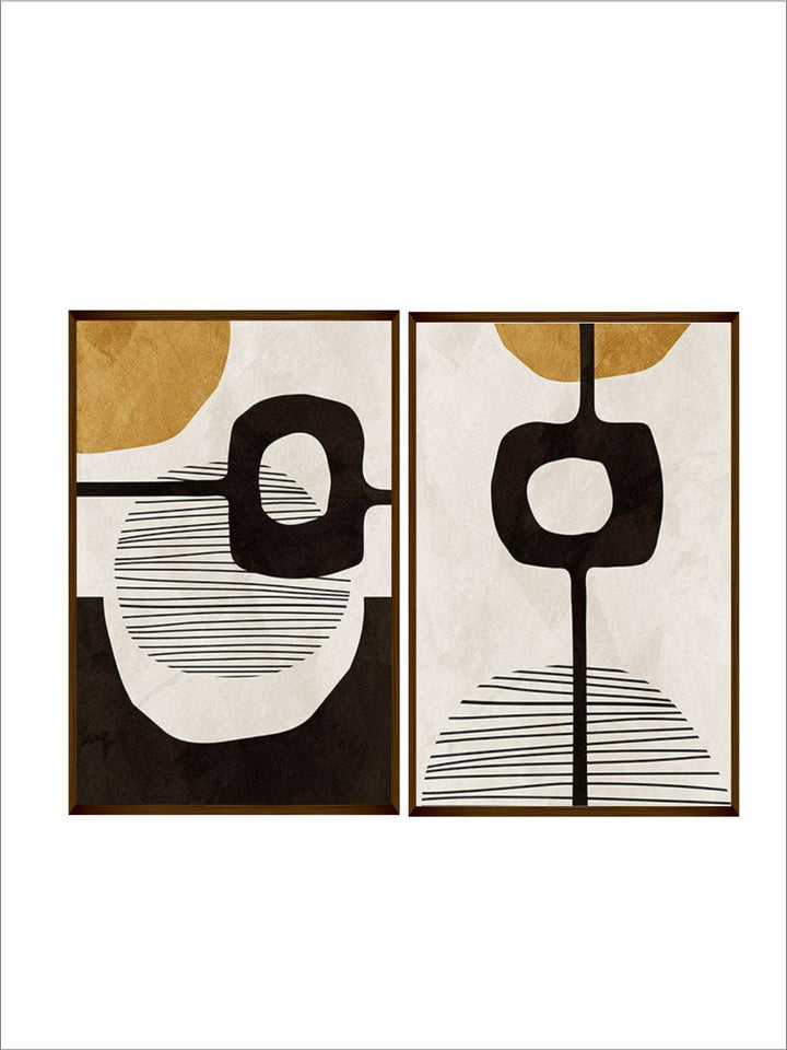 "  Set Of 2 Multi-Coloured Abstract Painting Framed Wall Art  ''