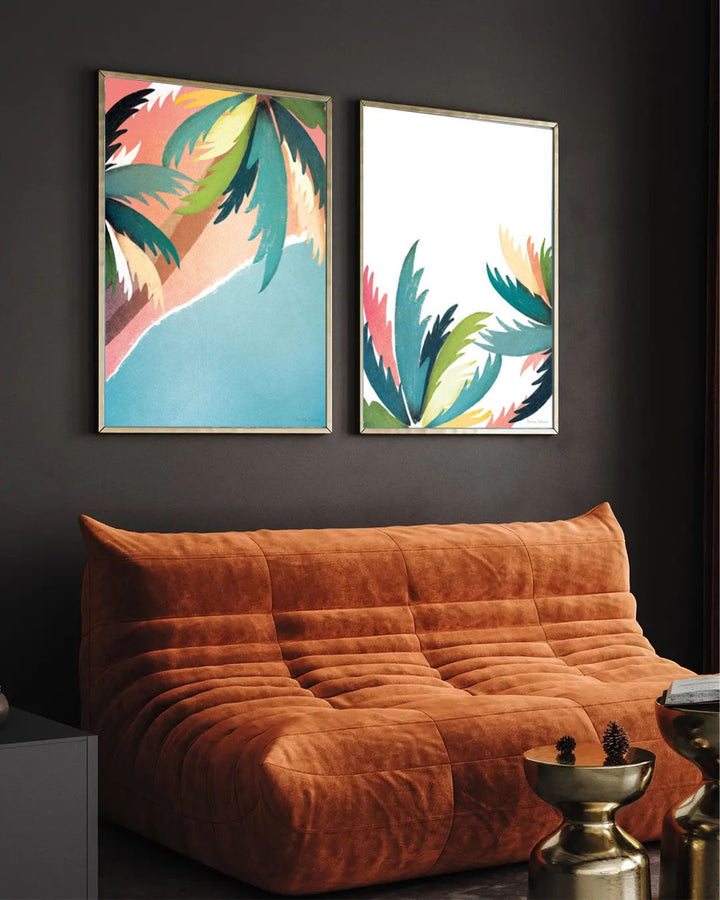 " Blue & Brown Abstract Framed Wall Painting''