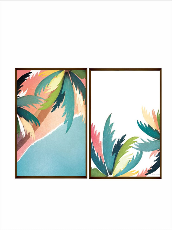 " Blue & Brown Abstract Framed Wall Painting''