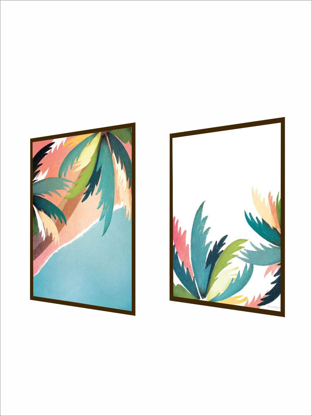 " Blue & Brown Abstract Framed Wall Painting''