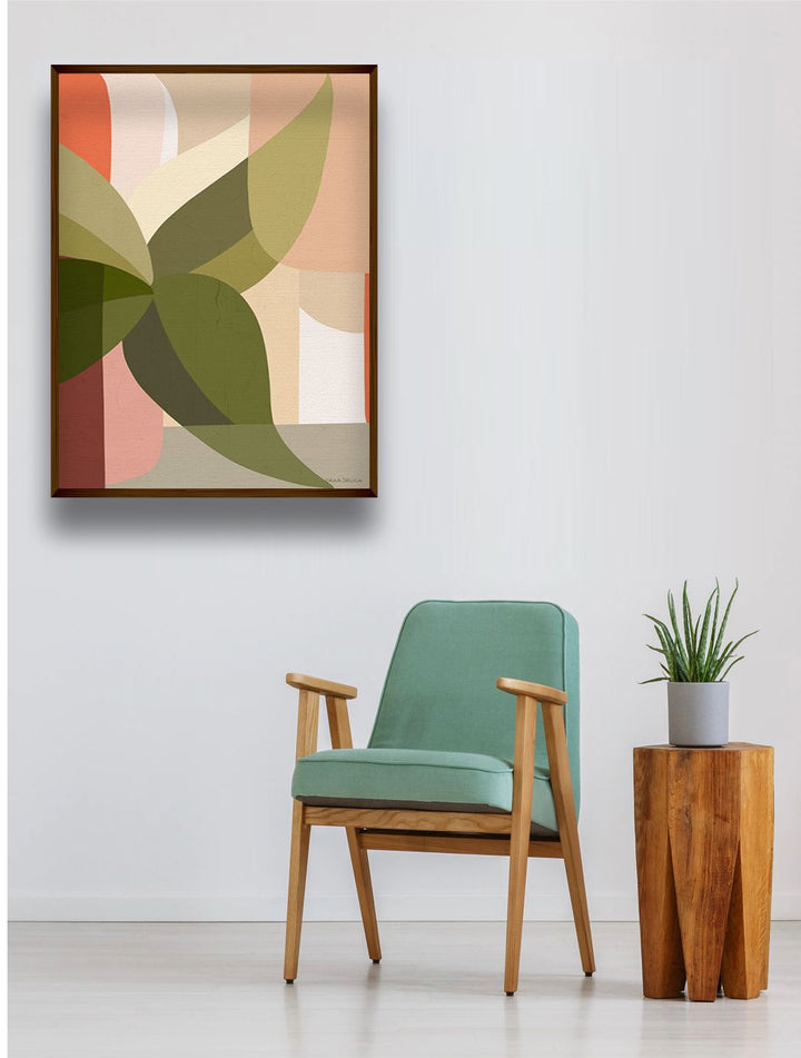 "   Pink & Green Abstract Painting Wall Art''