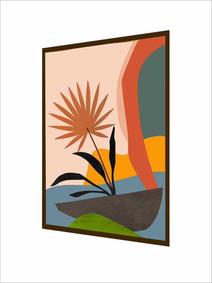 "   Pink & Brown Abstract Framed Wall Painting''
