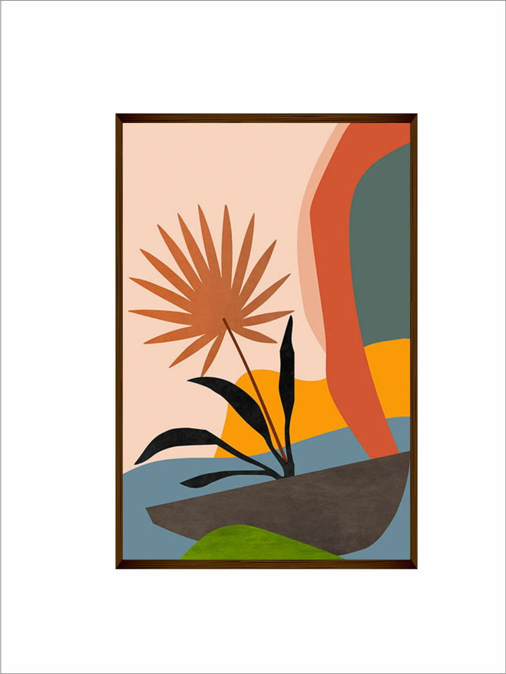 "   Pink & Brown Abstract Framed Wall Painting''