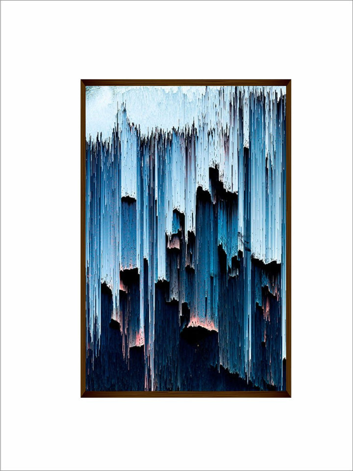 "    Blue & Black Abstract Framed Wall Painting''