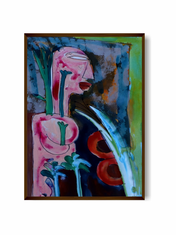 "Blue & Pink Abstract Painting Wall Art''