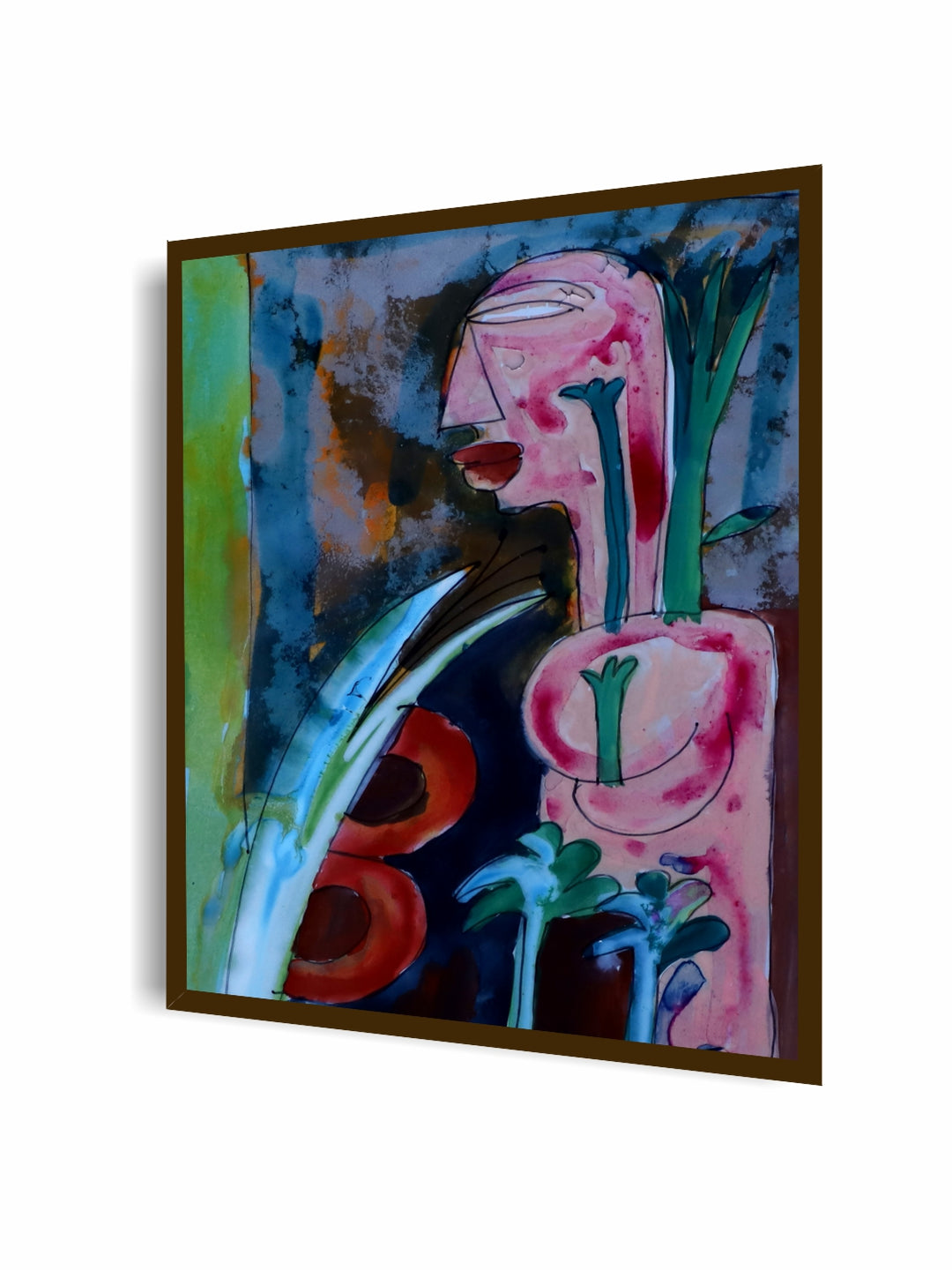 "Blue & Pink Abstract Painting Wall Art''