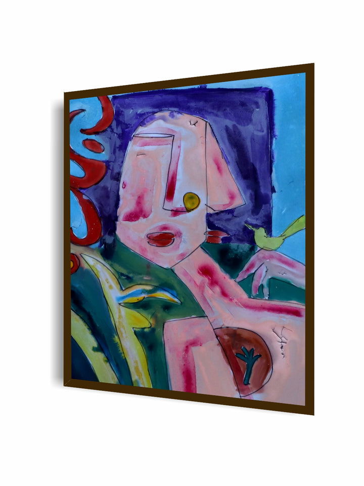 "Pink & Green Abstract Painting Wall Art''