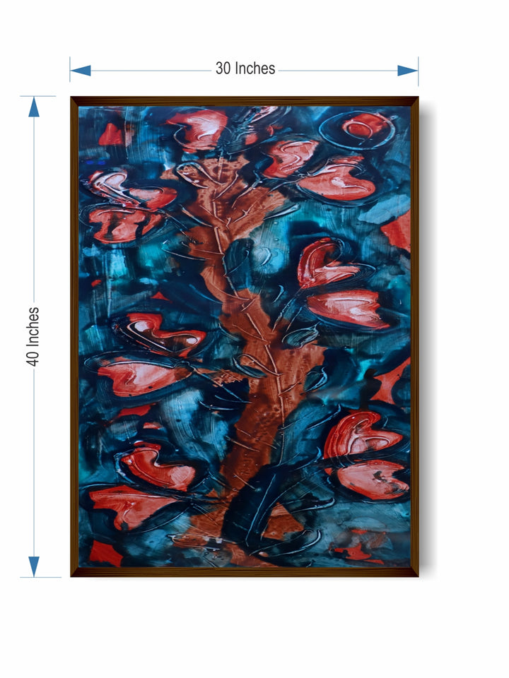 "Blue & Pink Abstract Painting Wall Art''