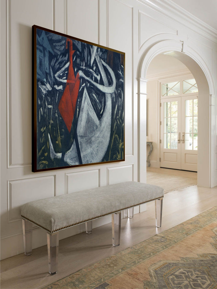 "Blue & Red Abstract Painting Wall Art''