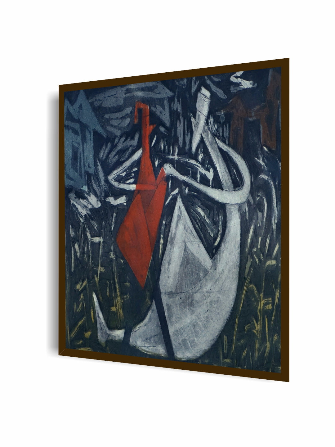"Blue & Red Abstract Painting Wall Art''
