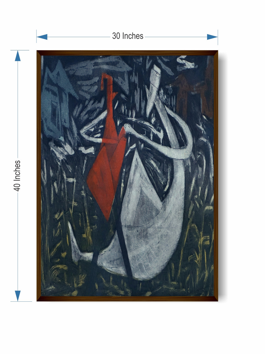 "Blue & Red Abstract Painting Wall Art''