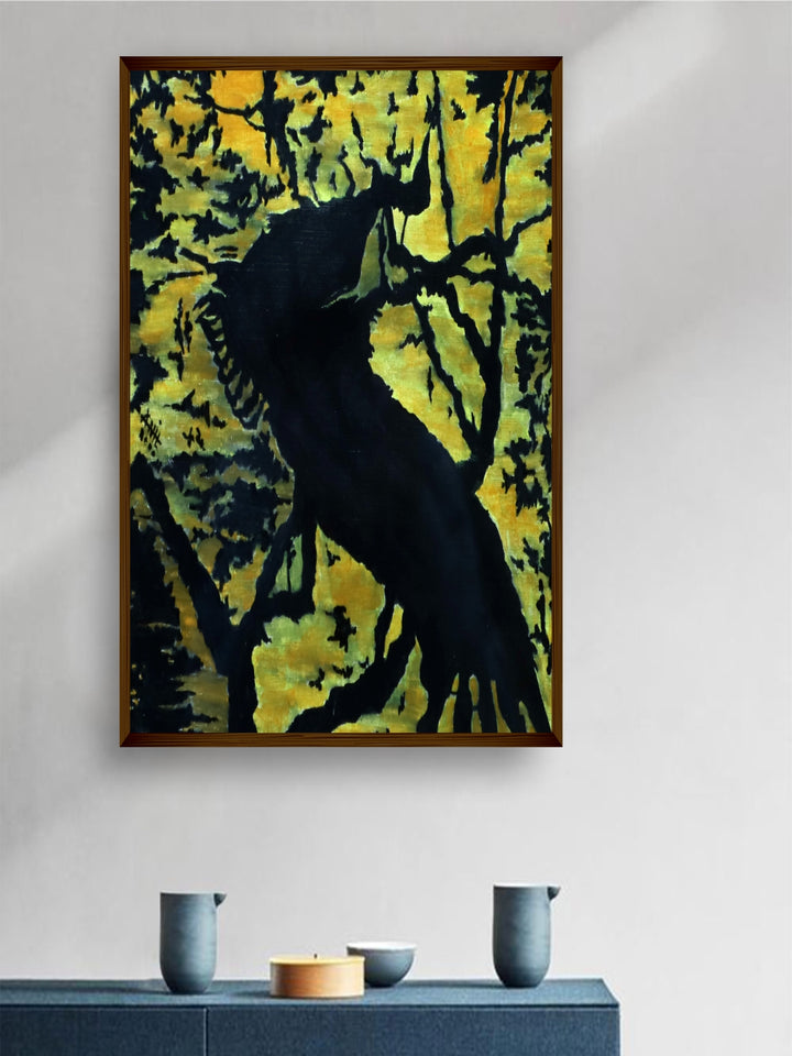 "Black & Yellow Abstract Painting Wall Art''