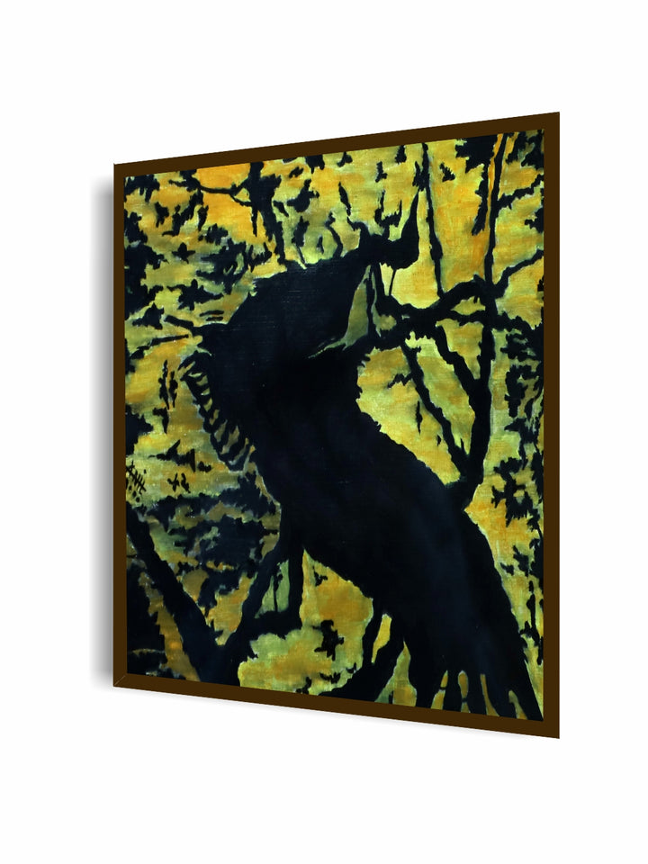"Black & Yellow Abstract Painting Wall Art''