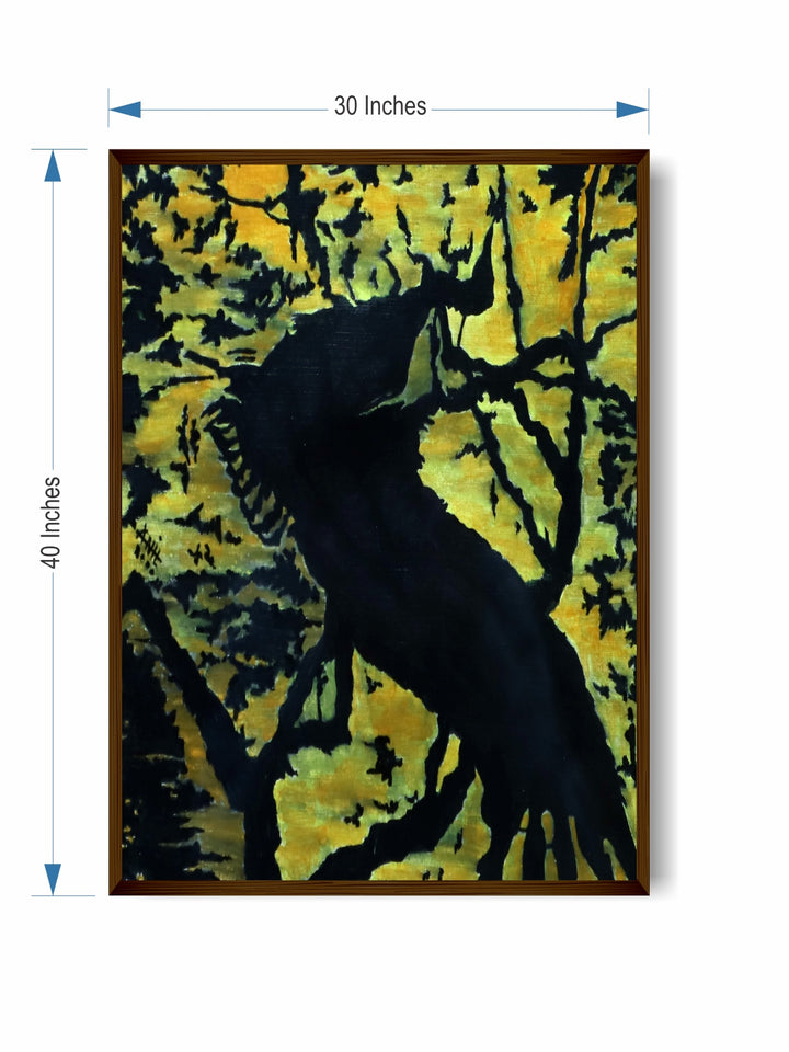 "Black & Yellow Abstract Painting Wall Art''
