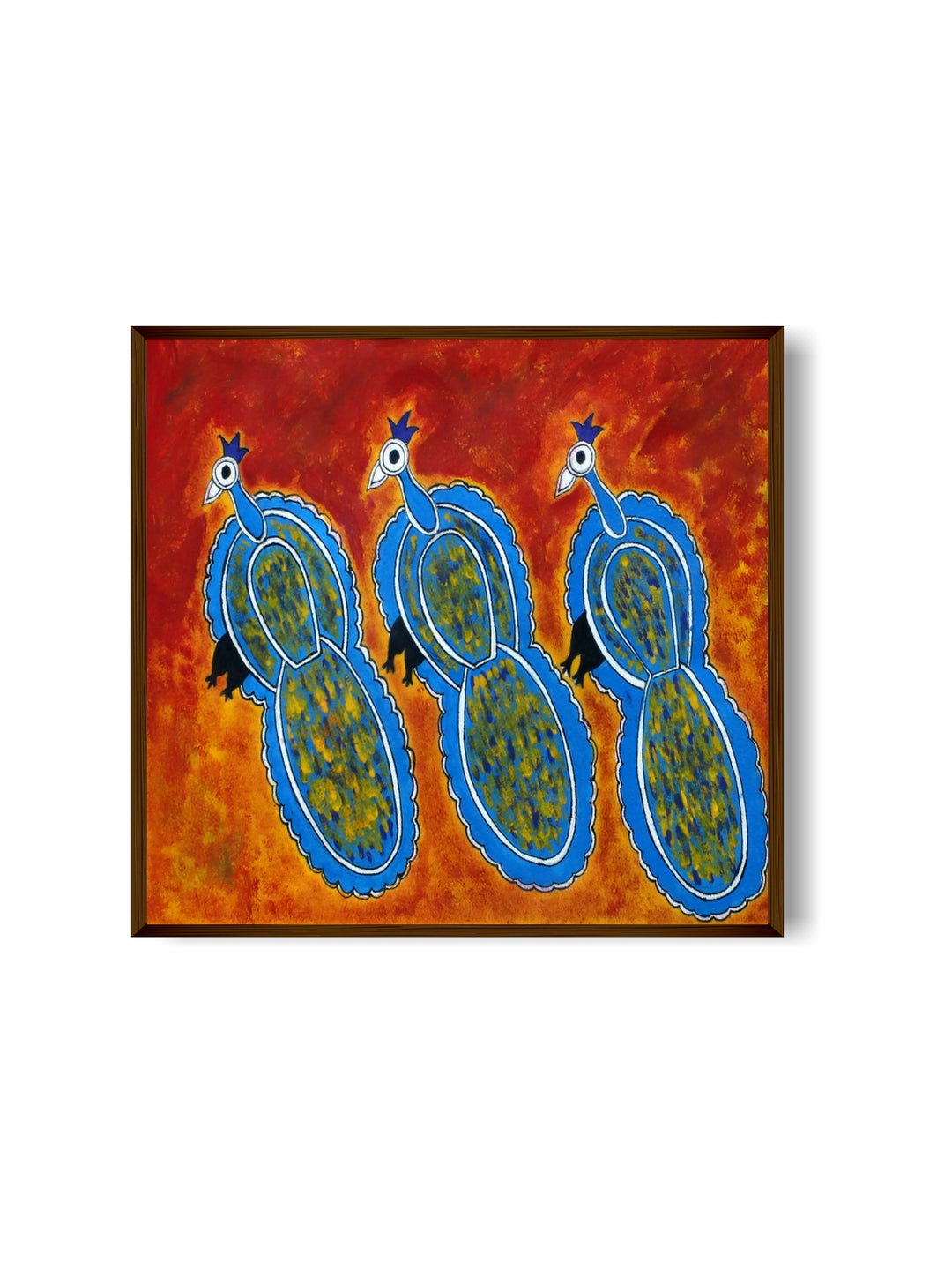"Red & Blue Abstract Painting Framed Wall Art''