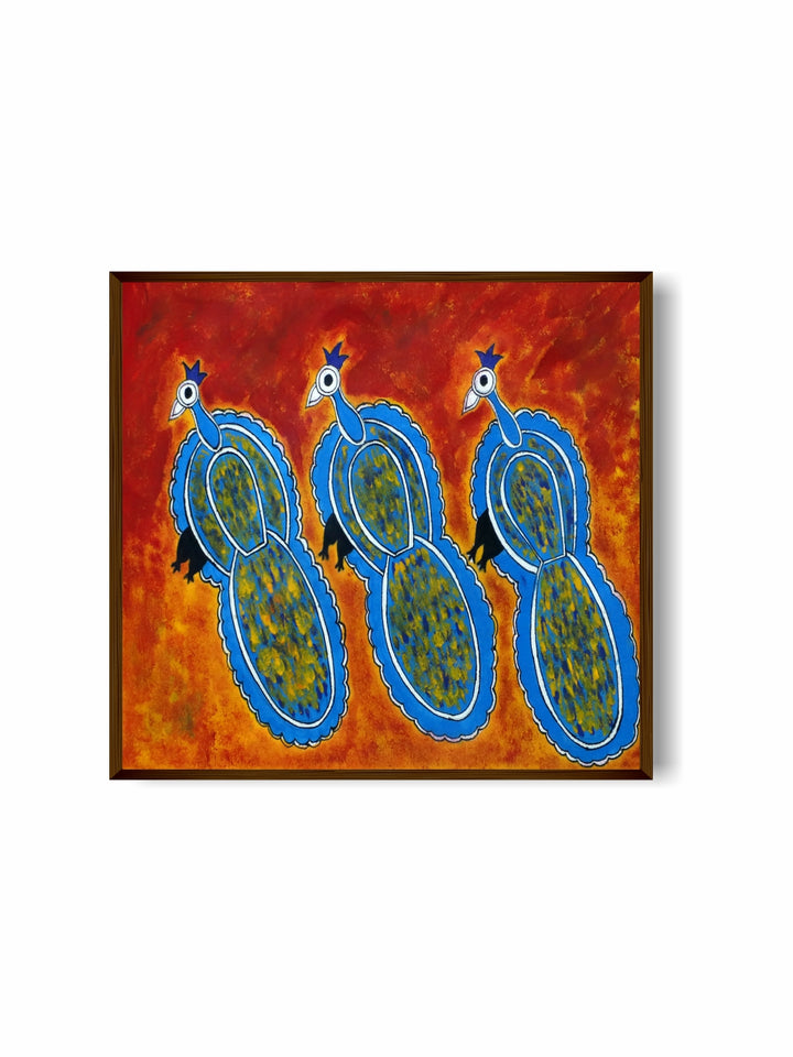"Red & Blue Abstract Painting Framed Wall Art''
