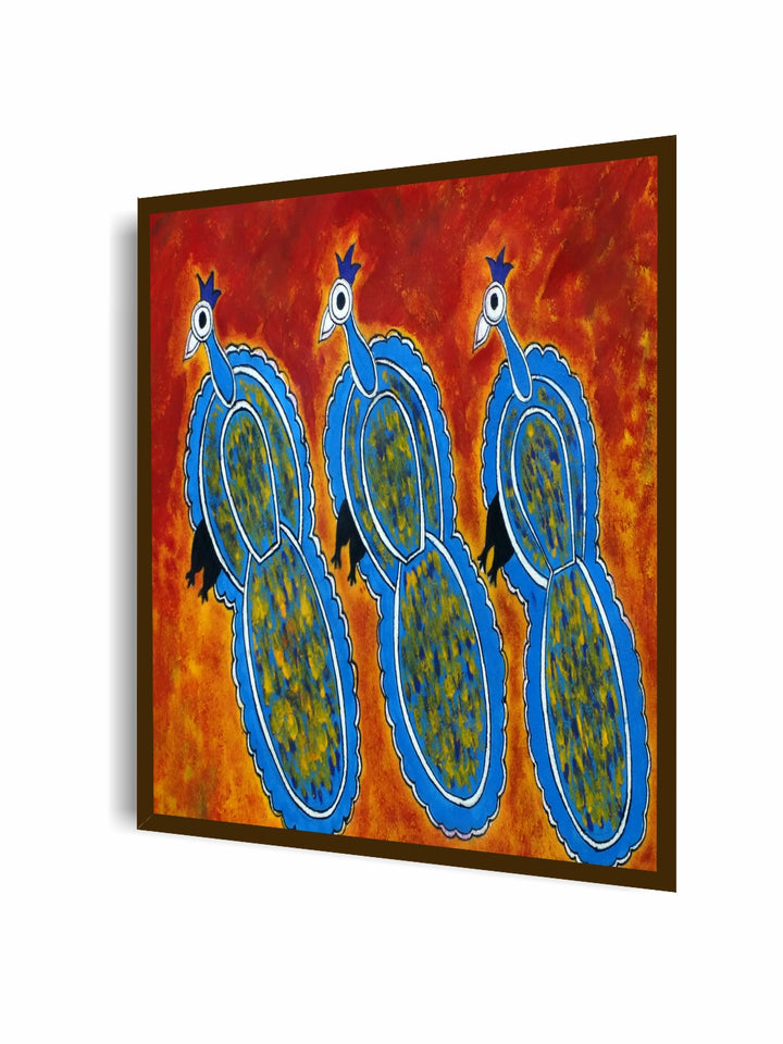 "Red & Blue Abstract Painting Framed Wall Art''