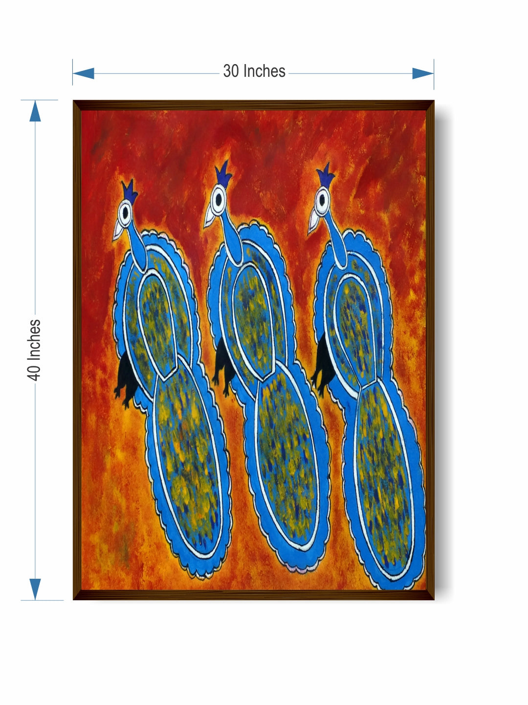 "Red & Blue Abstract Painting Framed Wall Art''