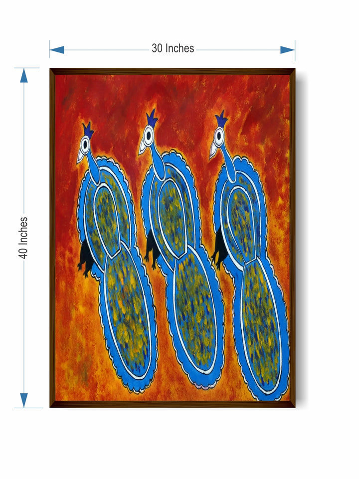 "Red & Blue Abstract Painting Framed Wall Art''
