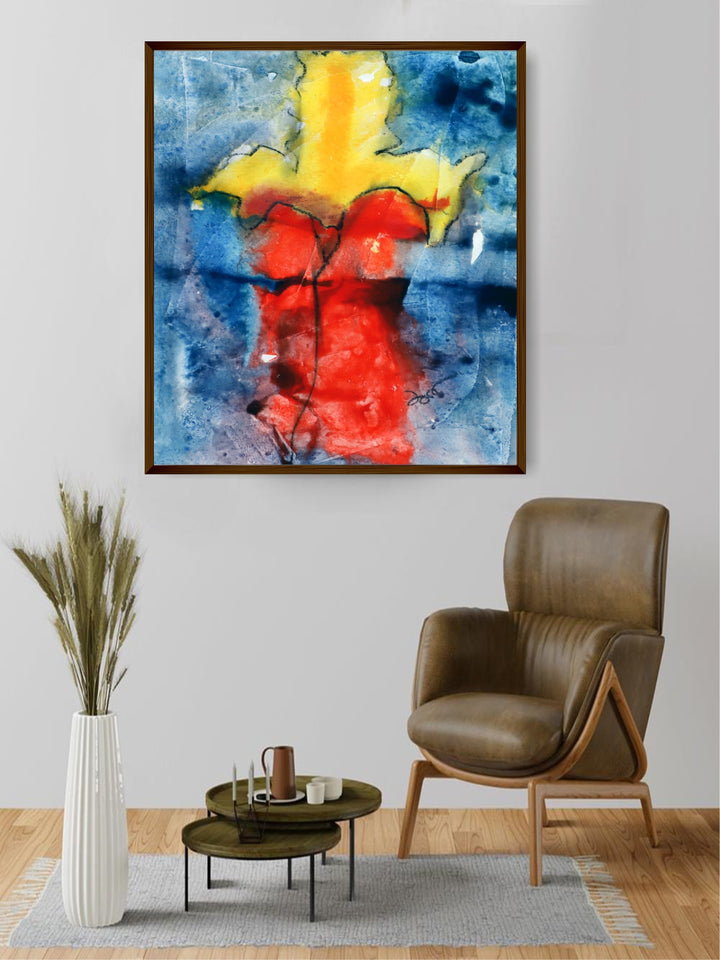 "Red & Yellow Abstract Painting Wall Art''