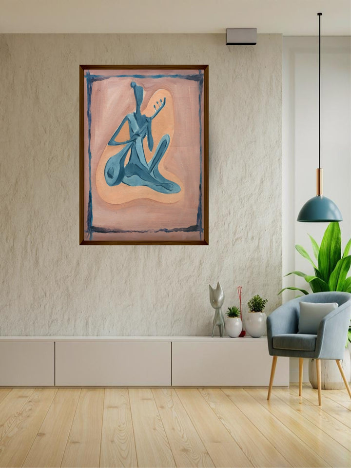 "Brown & Blue Abstract Printed Wall Art''