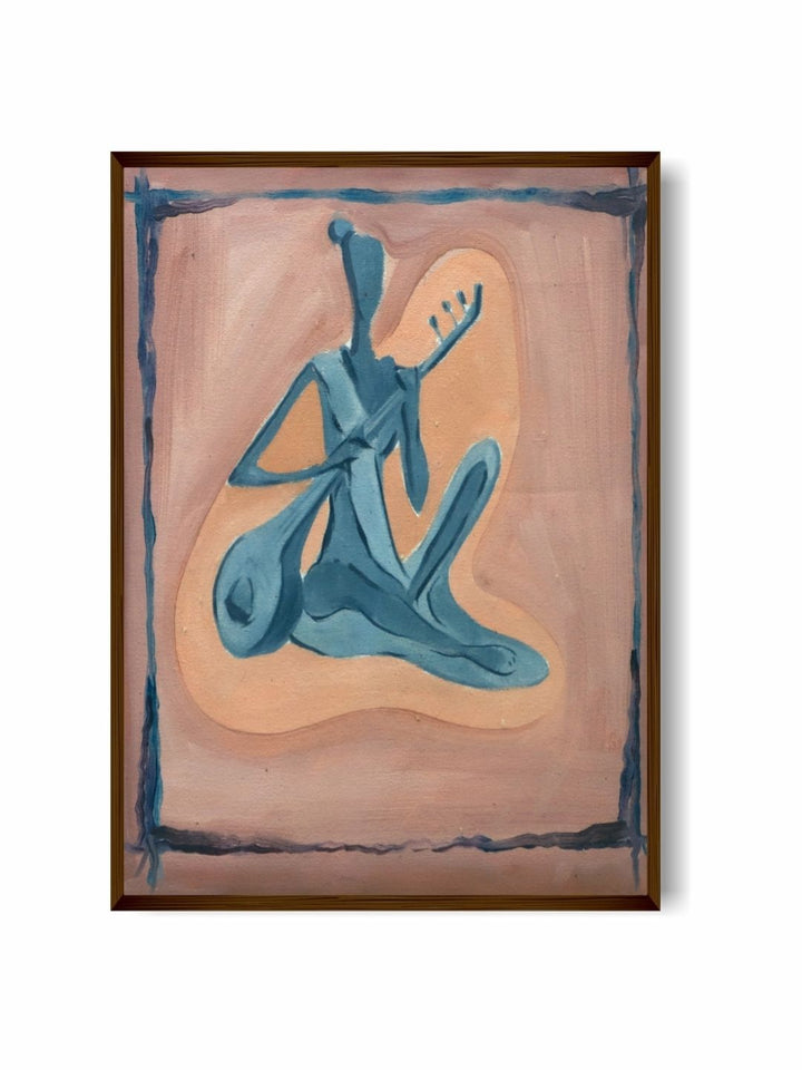 Lonely Melody of Soul - Beige Blue Canvas Art