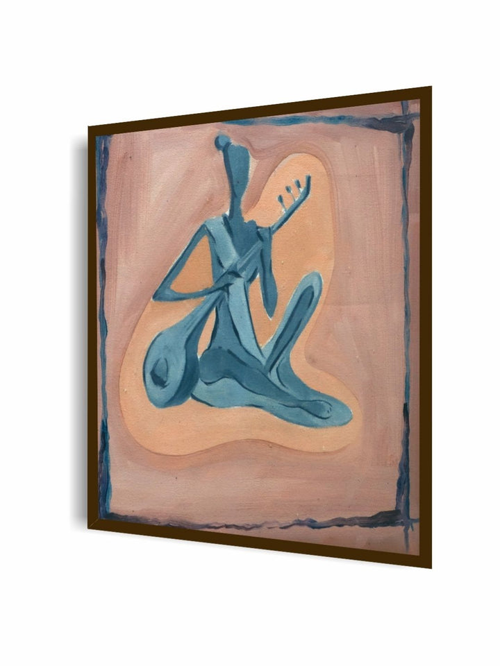 Lonely Melody of Soul - Beige Blue Canvas Art