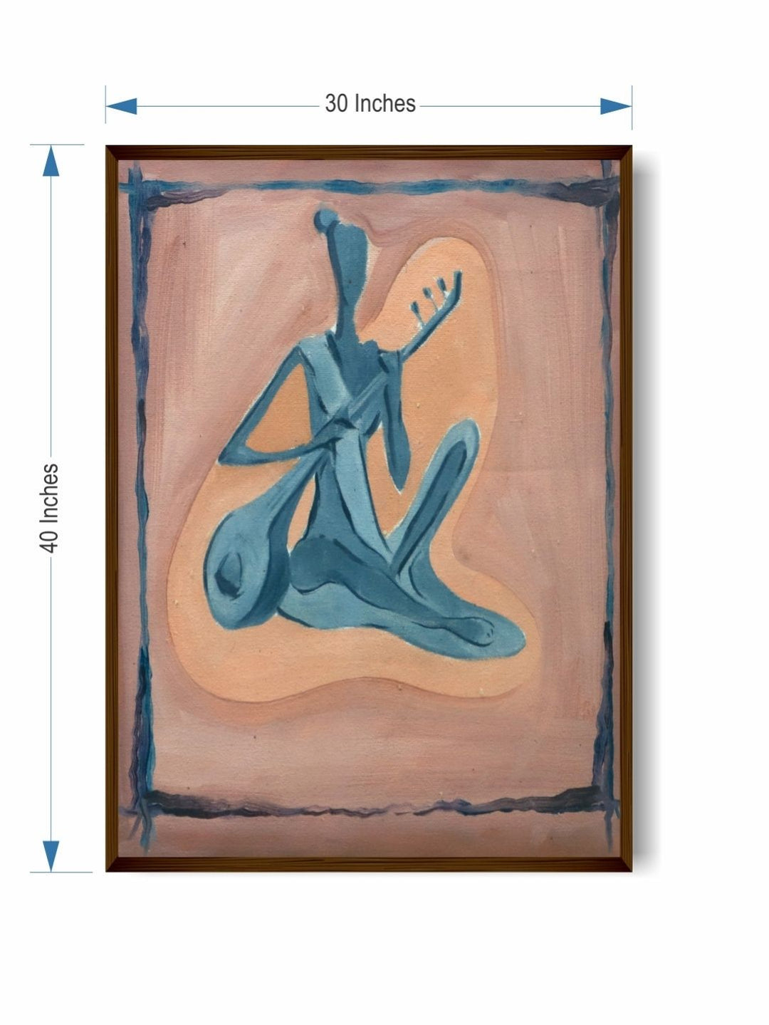 Lonely Melody of Soul - Beige Blue Canvas Art