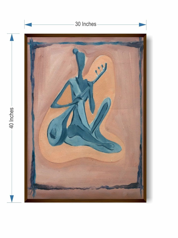 Lonely Melody of Soul - Beige Blue Canvas Art