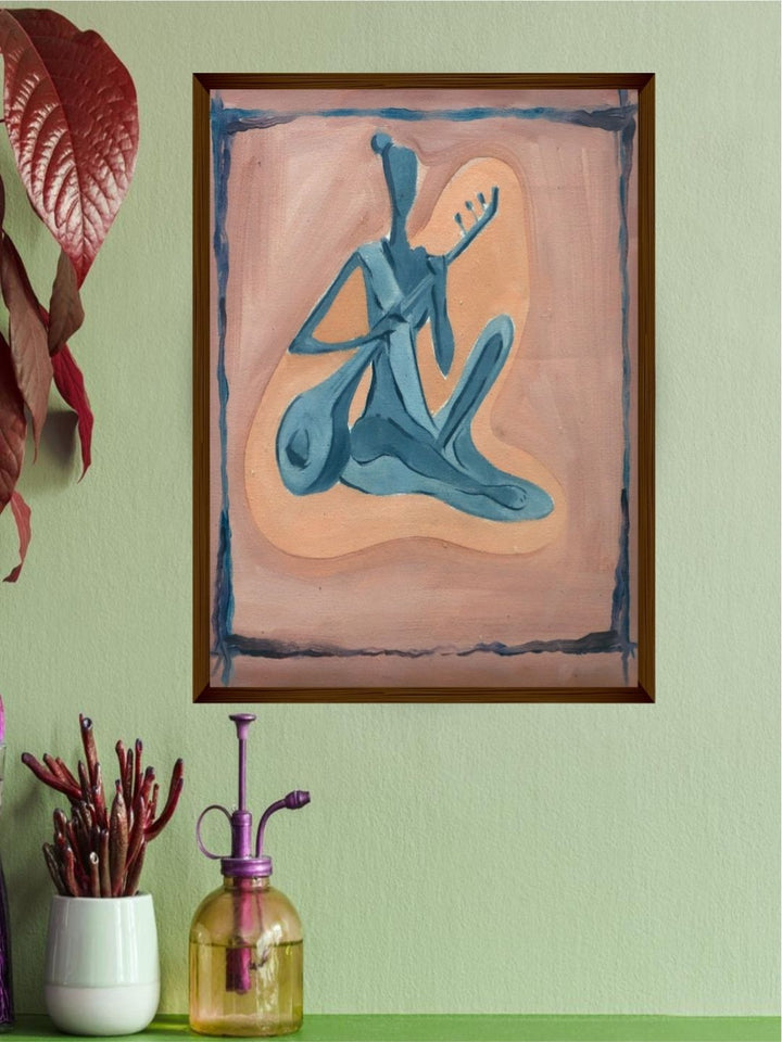 Lonely Melody of Soul - Beige Blue Canvas Art