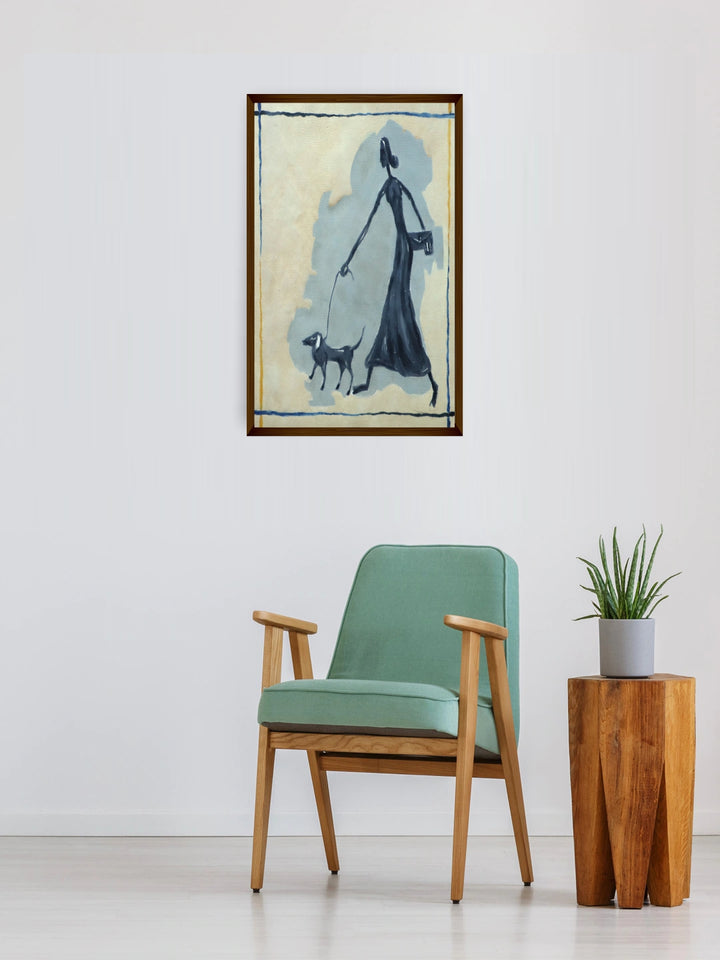 "Blue & Grey Abstract Painting Wall Art''