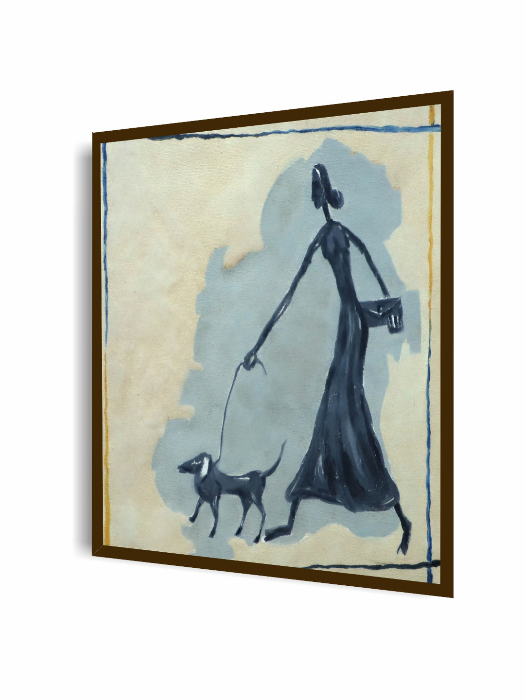 "Blue & Grey Abstract Painting Wall Art''