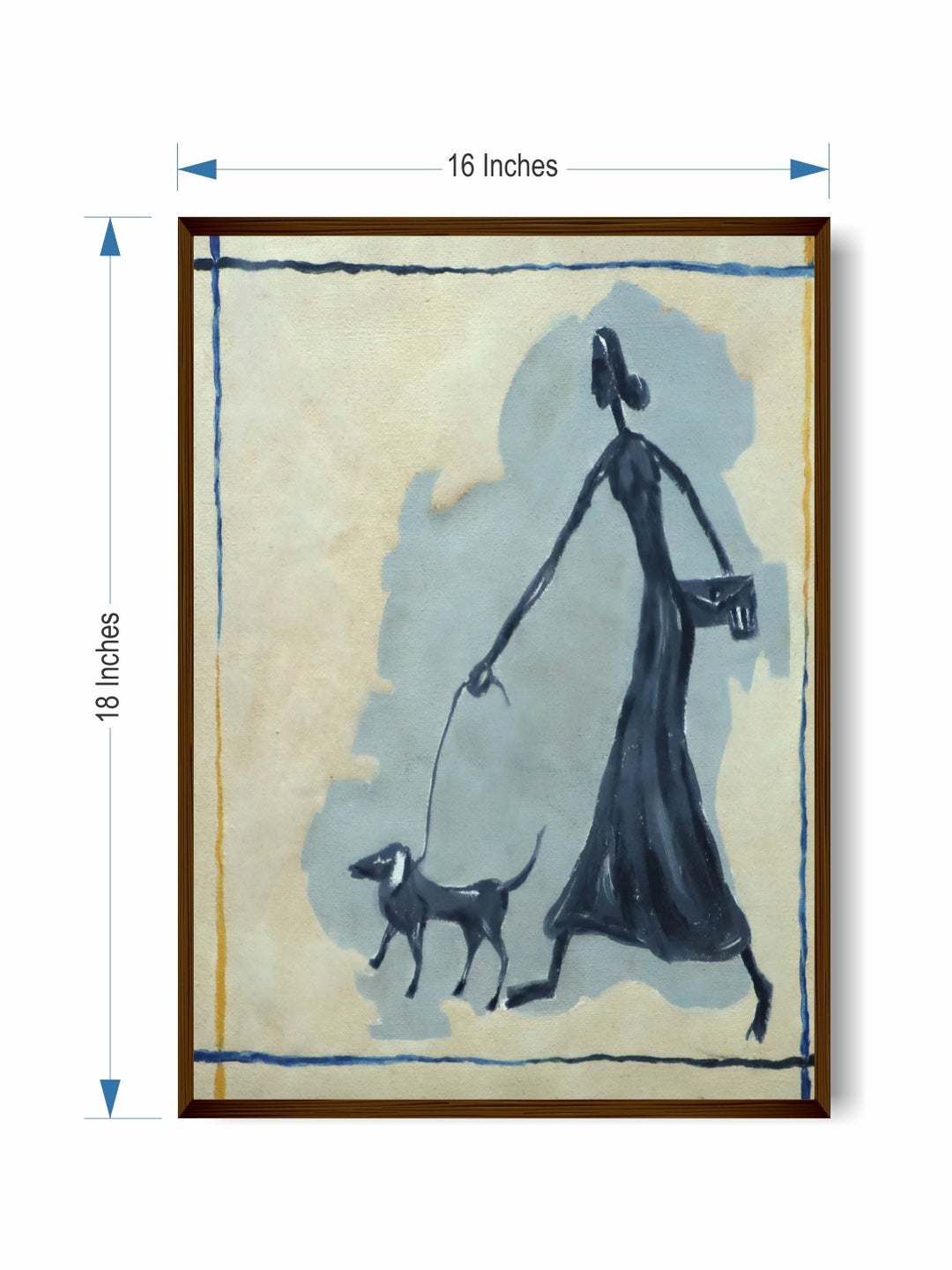 "Blue & Grey Abstract Painting Wall Art''