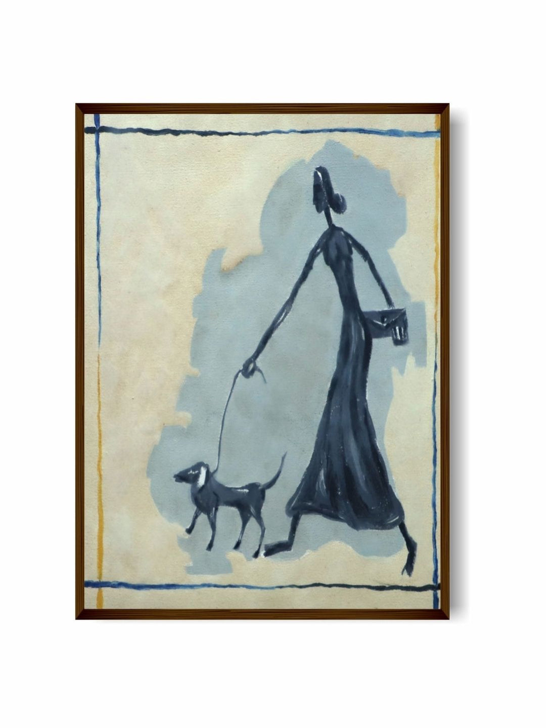 Elegant Stroll with Canine Companion - Contemporary Canvas Prints
