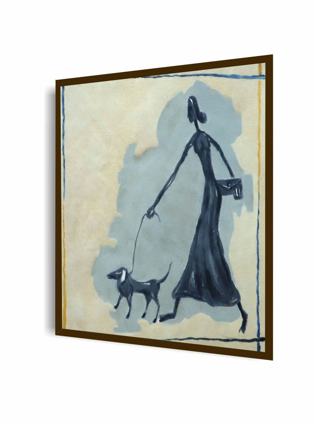 Elegant Stroll with Canine Companion - Contemporary Canvas Prints