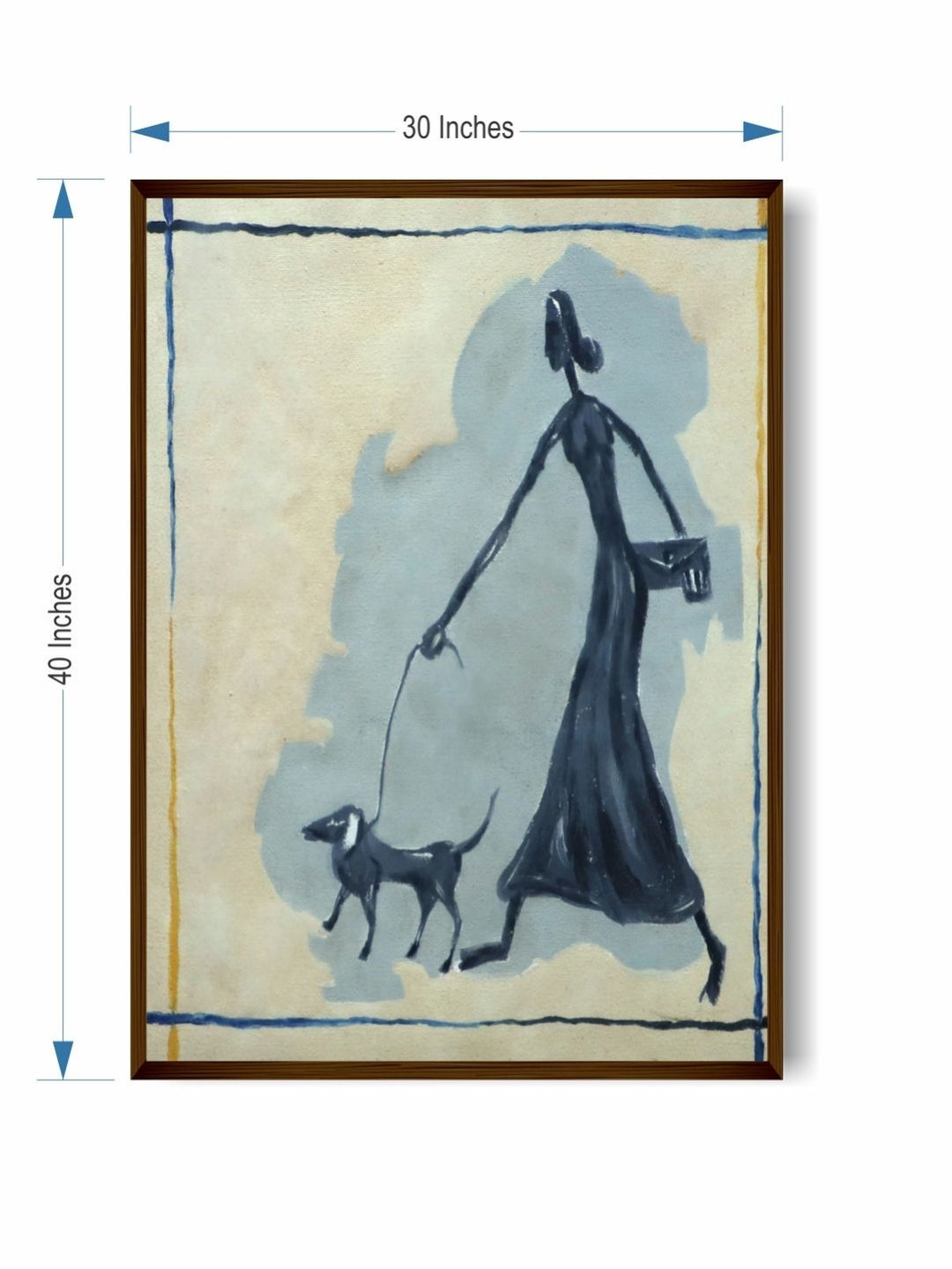 Elegant Stroll with Canine Companion - Contemporary Canvas Prints