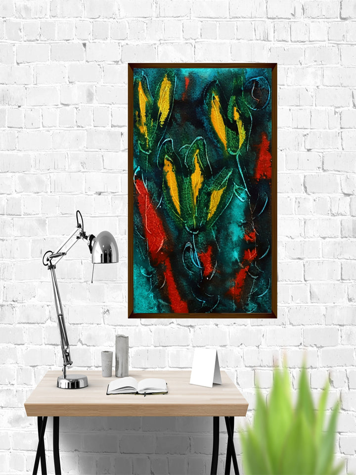 "Blue & Yellow Abstract Painting Wall Art''