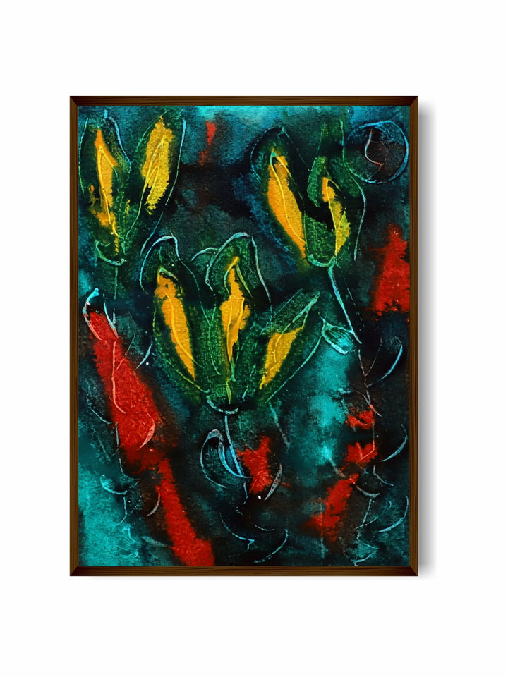 "Blue & Yellow Abstract Painting Wall Art''