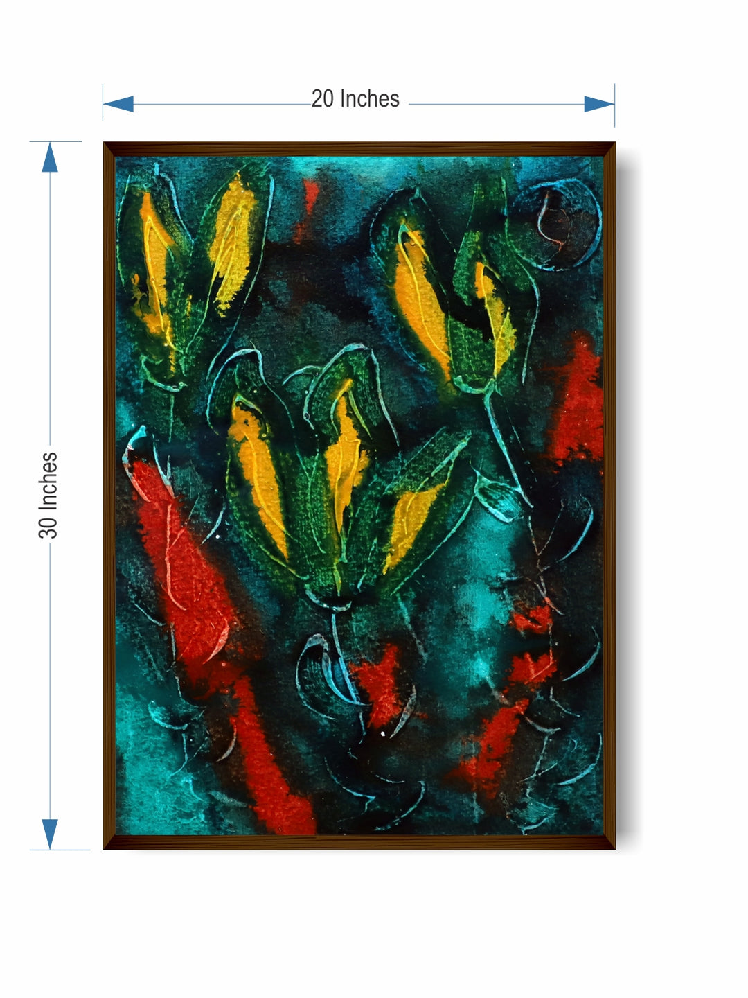 "Green & Yellow Abstract Painting Wall Art''