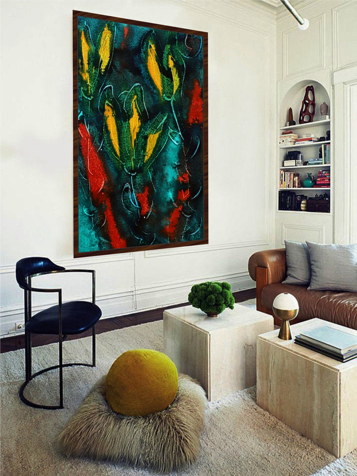 "Red & Yellow Abstract Painting Wall Art''