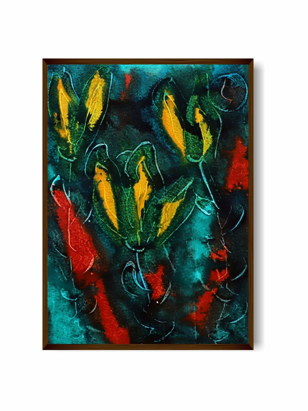 "Red & Yellow Abstract Painting Wall Art''
