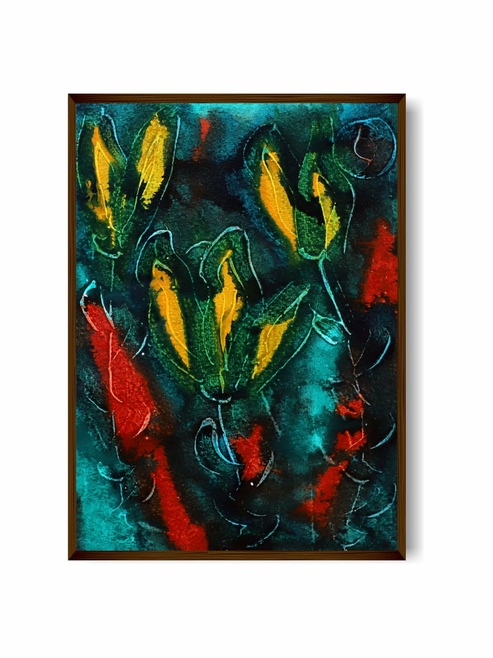 "Red & Yellow Abstract Painting Wall Art''