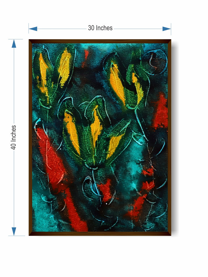 "Red & Yellow Abstract Painting Wall Art''