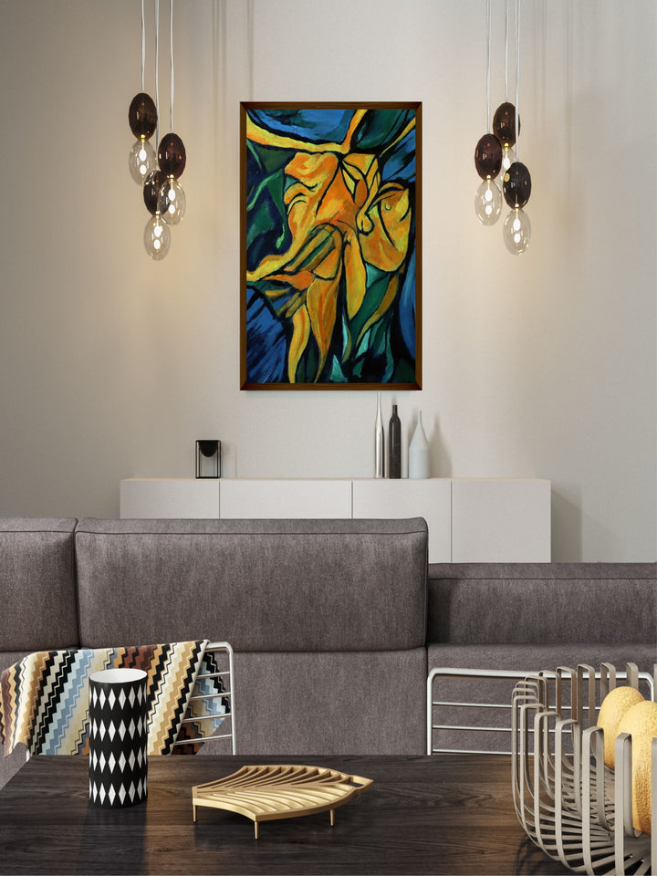 "Blue & Green Abstract Painting Wall Art''
