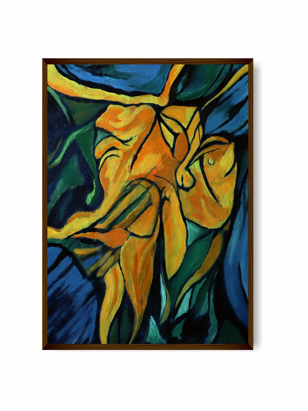 "Blue & Green Abstract Painting Wall Art''