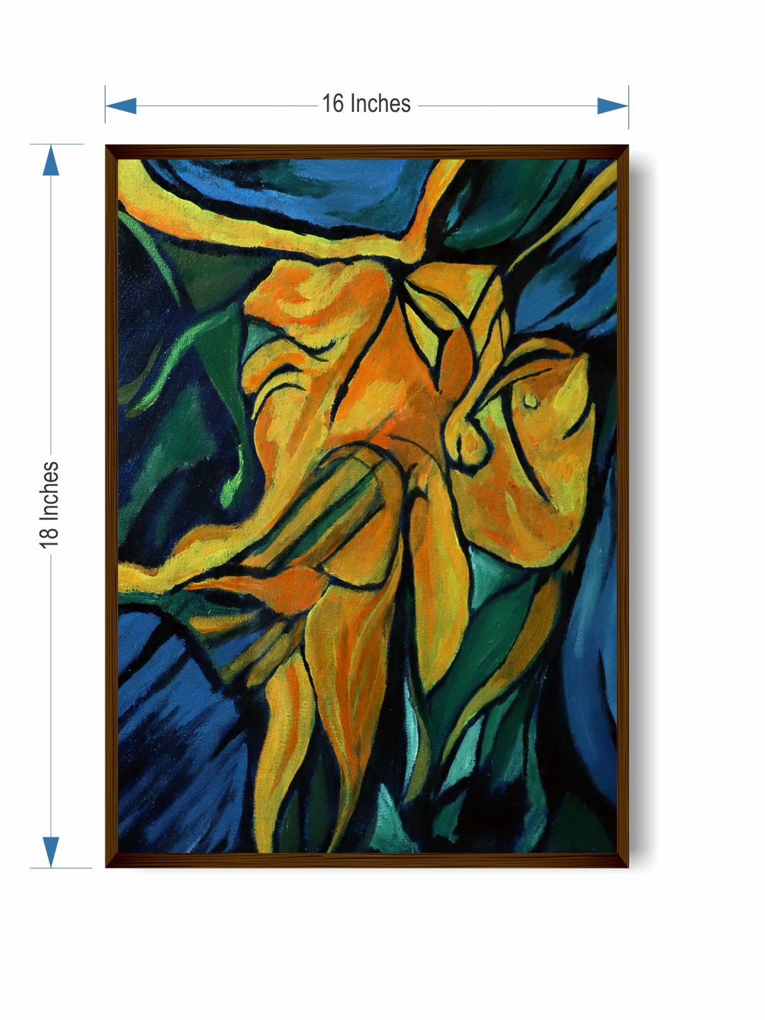 "Blue & Green Abstract Painting Wall Art''